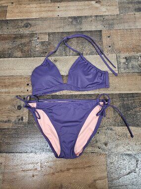 Victoria's Secret Purple Halter Bikini Swimsuit Set Size Large L
